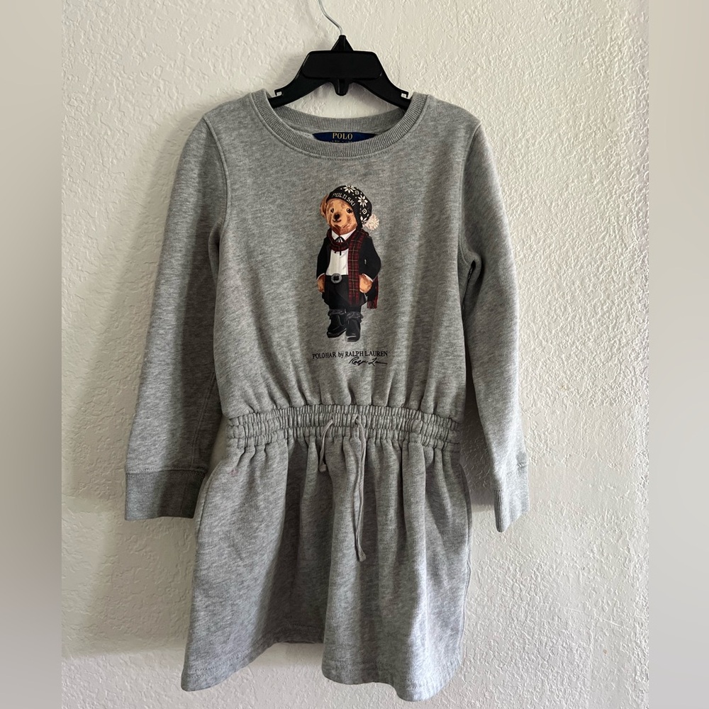 Polo by Ralph Lauren Gray Dress with Bear Graphic